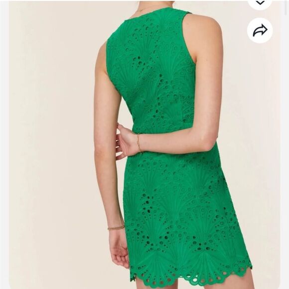Andie The Navarino Dress Button Front Eyelet Emerald Green size Small NWT - Picture 2 of 9